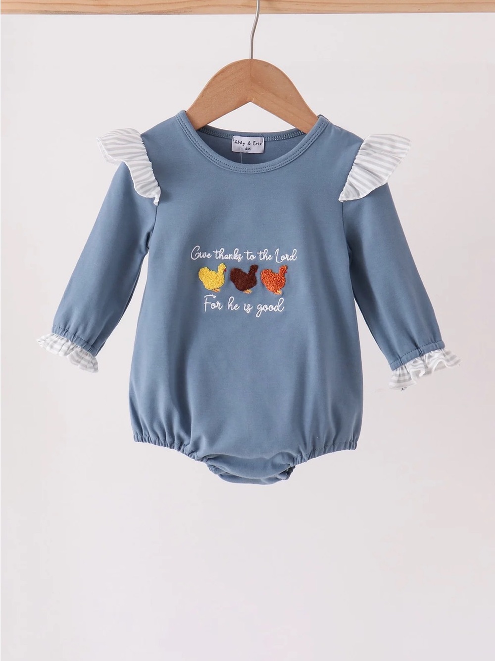 Abby & Evie Teal Turkey French Knot Ruffle Bubble
